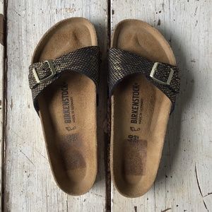 Birkenstock Black and Gold Sandals